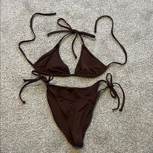 Skims Brown Triangle Bikini Set